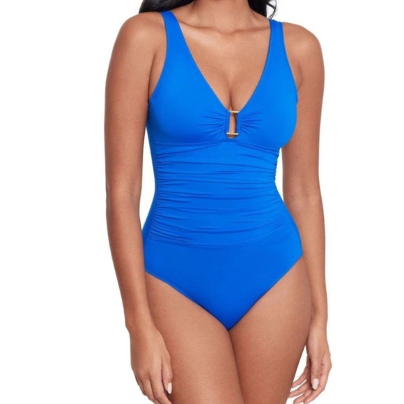 Lauren Ralph Lauren Sz 4 Swimsuit Green One-piece Classic Preppy Retro Vacation - Picture 4 of 4